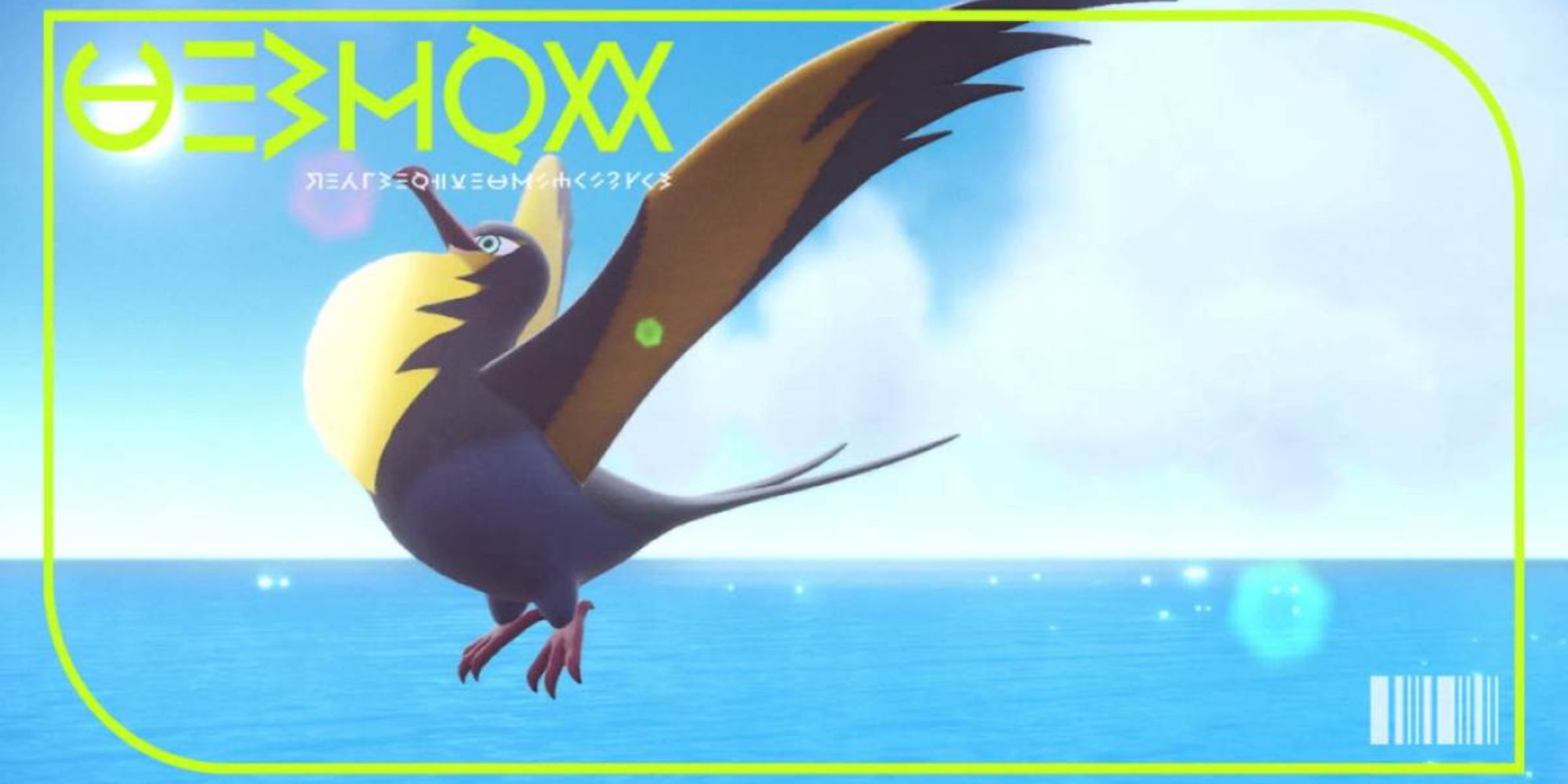 Kilowattrel flying across the ocean in Pokémon Scarlet and Violet