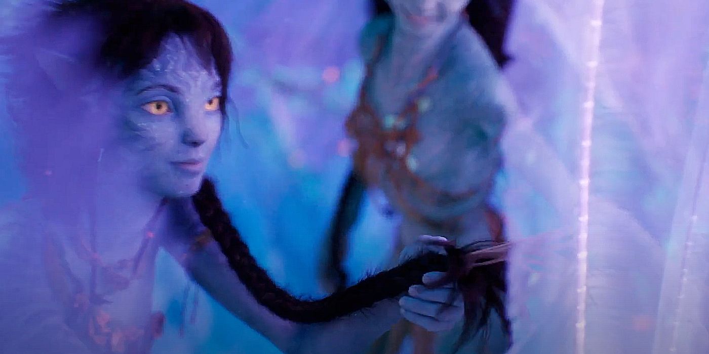Kiri en Eywa maken verbinding met de geestenboom in Avatar 2
