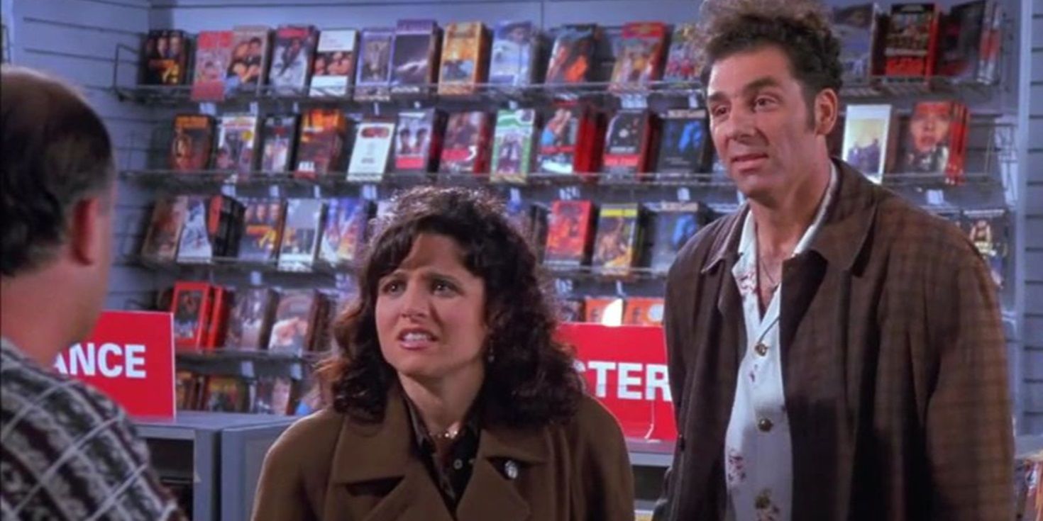 Kramer et Elaine dans un magasin de vidéo à Seinfeld