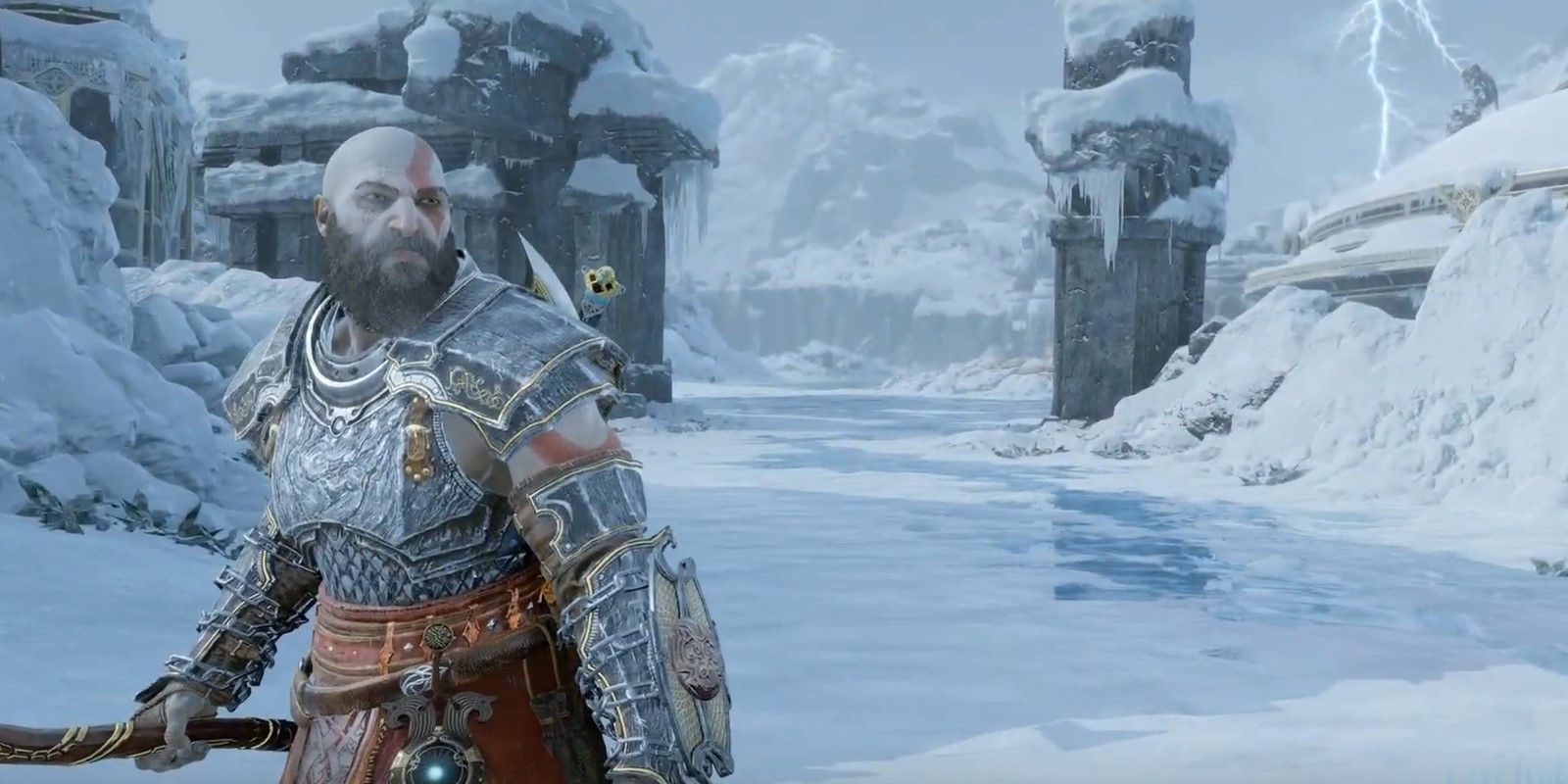 Kratos de God of War: Ragnarok no Steinbjorn Armor Set.