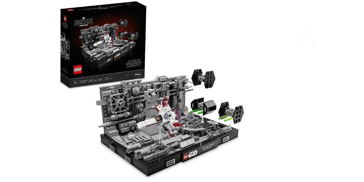 Lego Star Wars Death Star Trench Run Diorama gaminio kadras