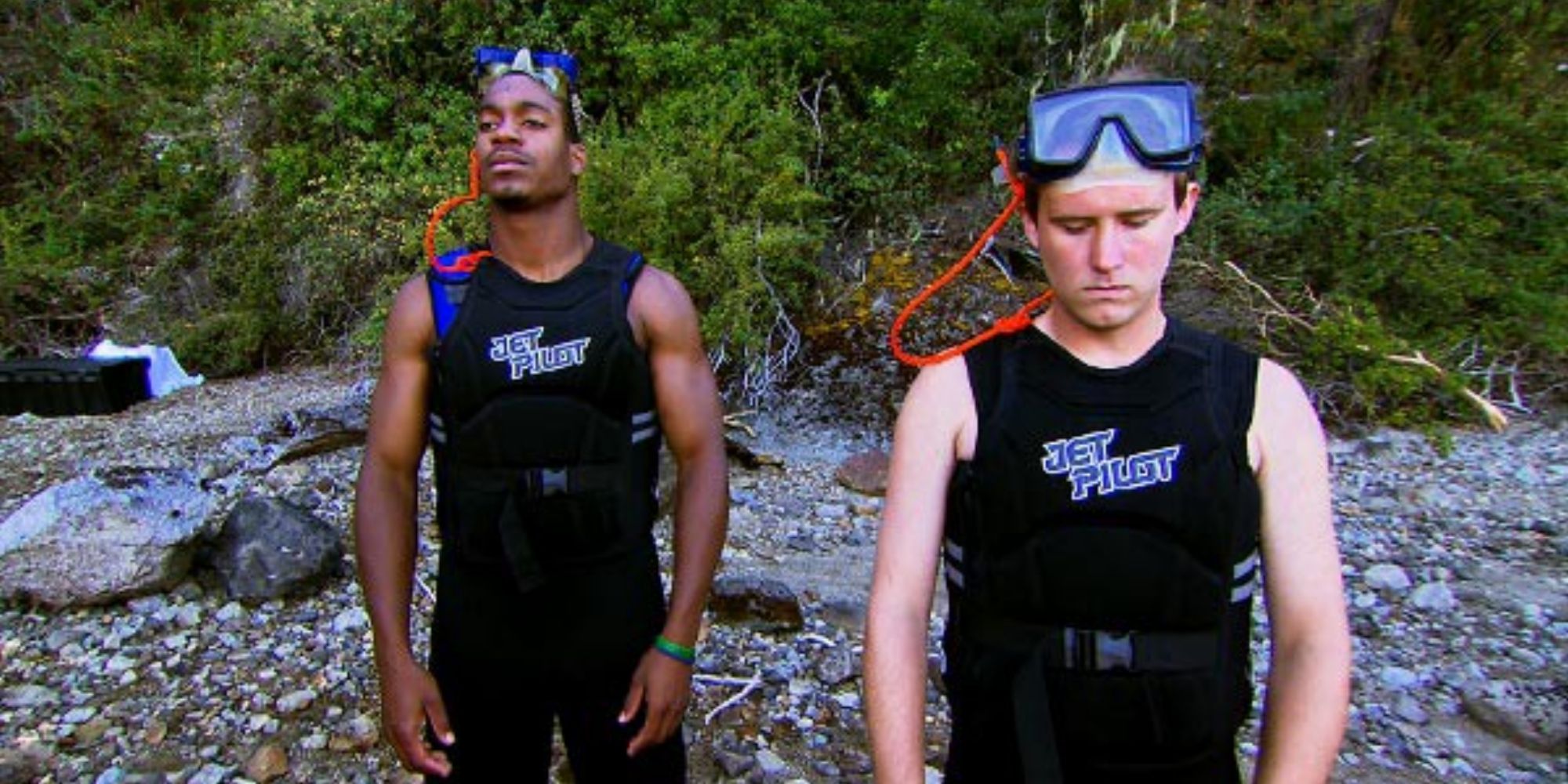 Leroy and Mike in scuba outfits on The Challenge