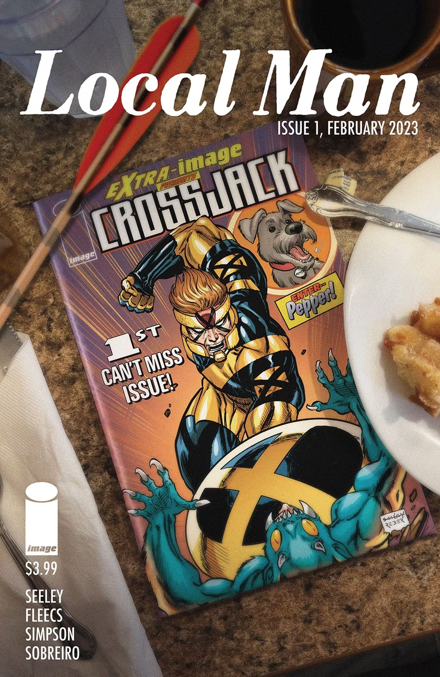Quadrinhos de imagens da capa B do homem local