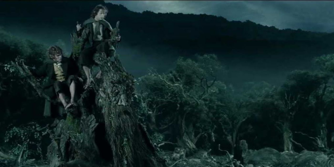 Treebeard carrying Merry and Pippin in Lord of the Rings. 