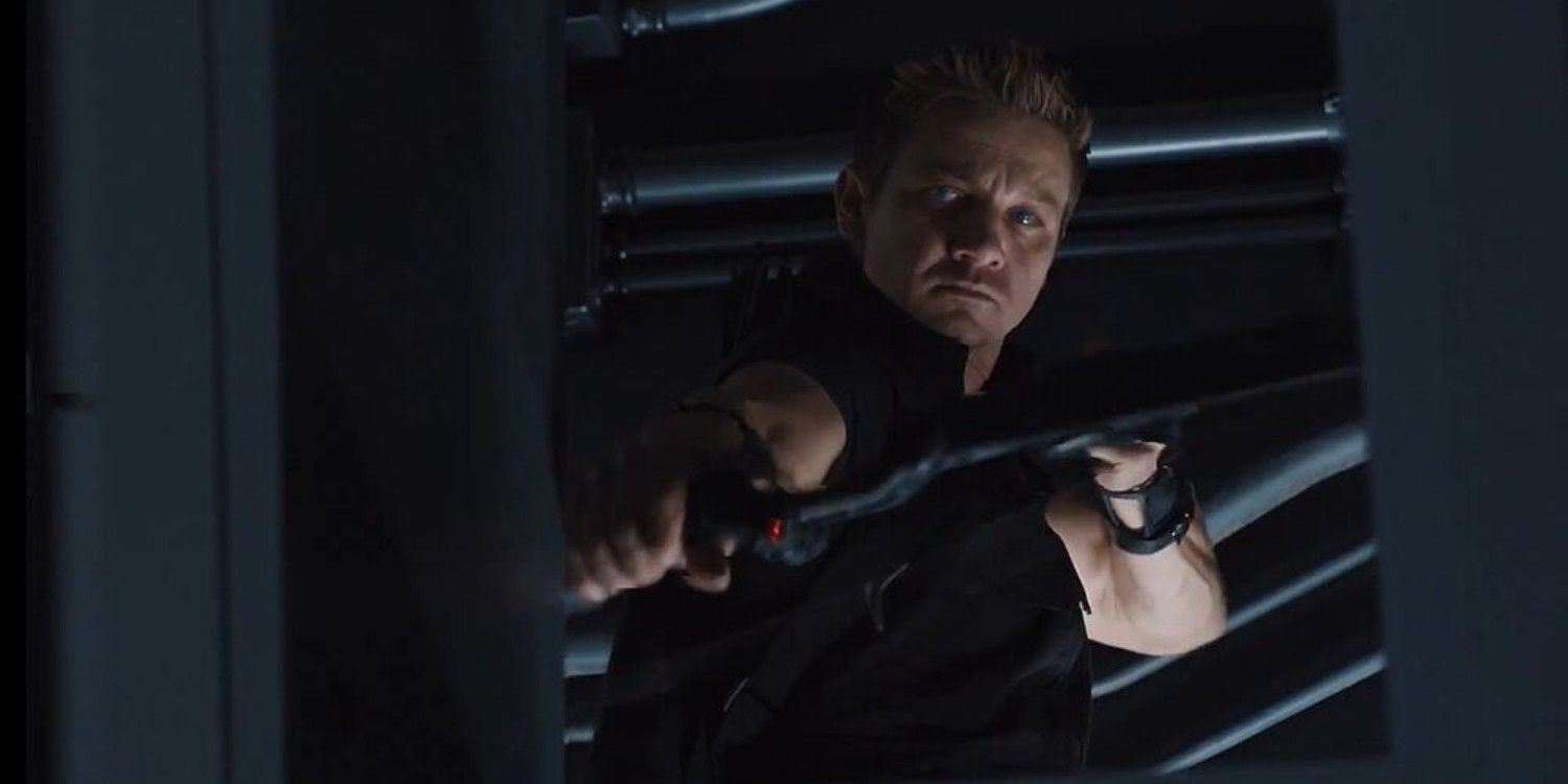 Clint Barton aiming his bow in The Avengers