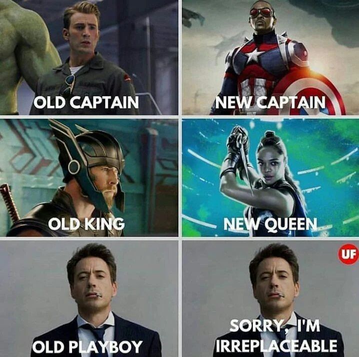 Meme MCU yang menampilkan Captain America Thor dan Iron Man