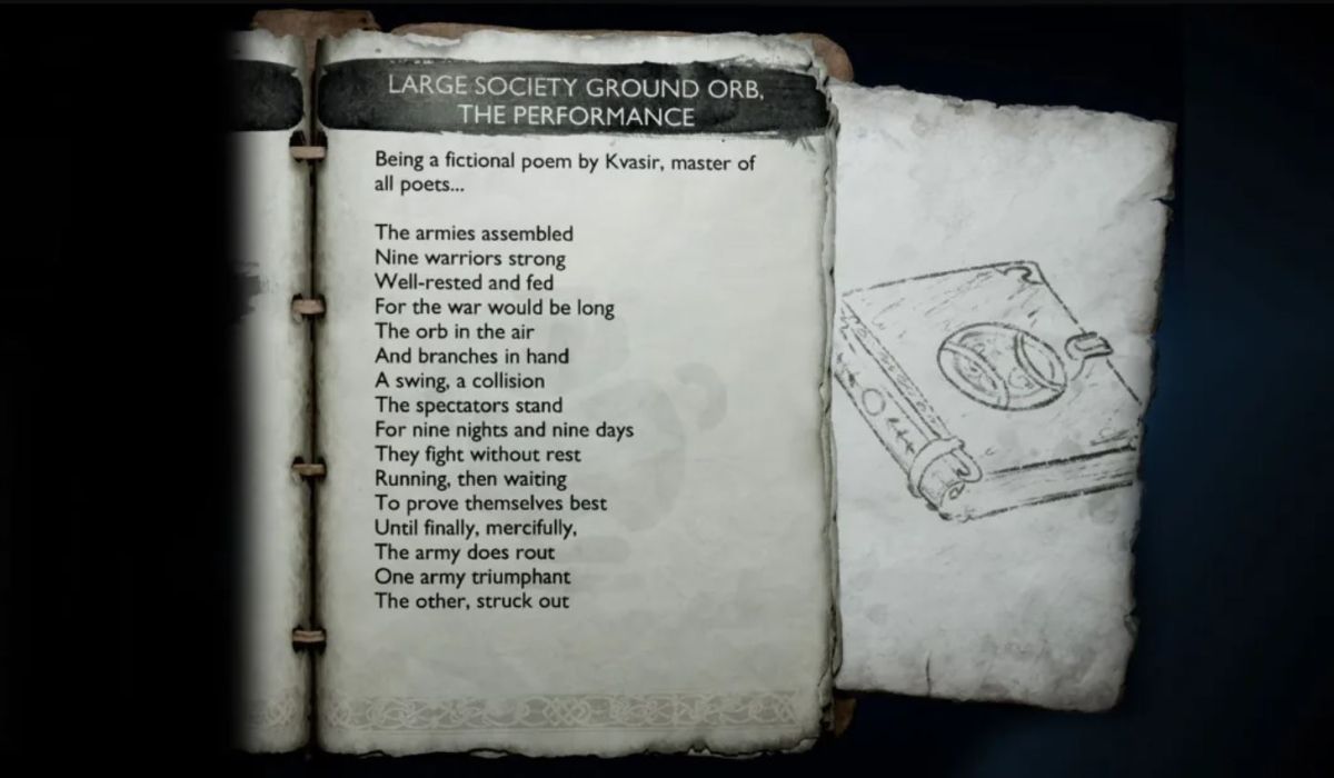 Kvasir's Poem Large Society Ground Orb, The Performance in God of War Ragnarok referencing MLB The Show.