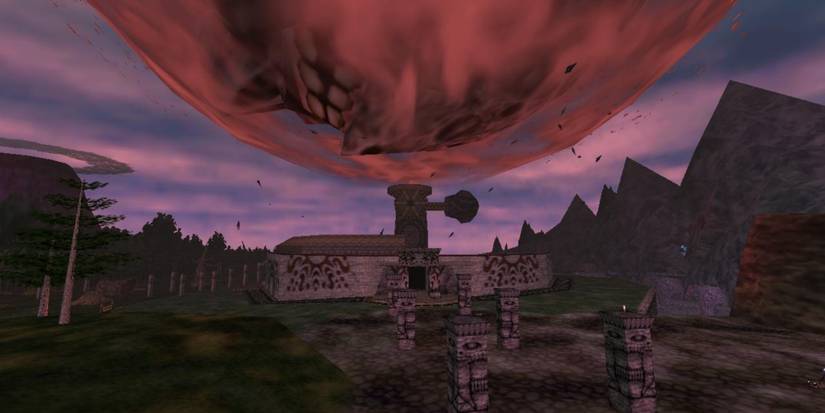 The moon crushes Termina in the game over sequence of The Legend of Zelda: Majora's Mask.