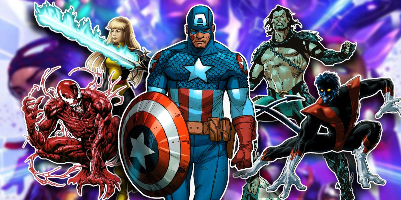 Marvel Snap Featured Image (Cap, Magik, Carnage, Namor, Nightcrawler)