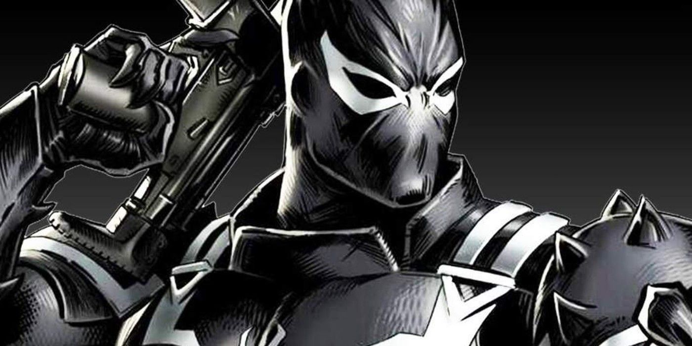 Um painel de quadrinhos mostrando o Agente Venom.