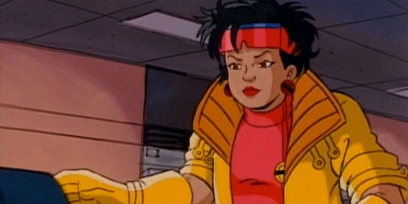 A screenshot of Jubilee from the 90s X-Men cartoon in her yellow and pink outfit