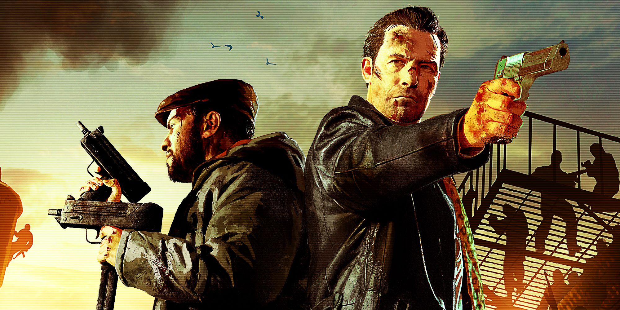 Max Payne e Raul Passos posando lado a lado na arte de Max Payne 3