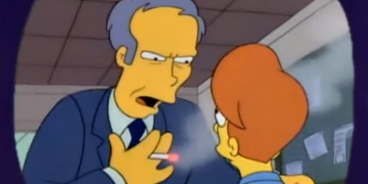 McGarnagle smoking a cigarette in The Simpsons