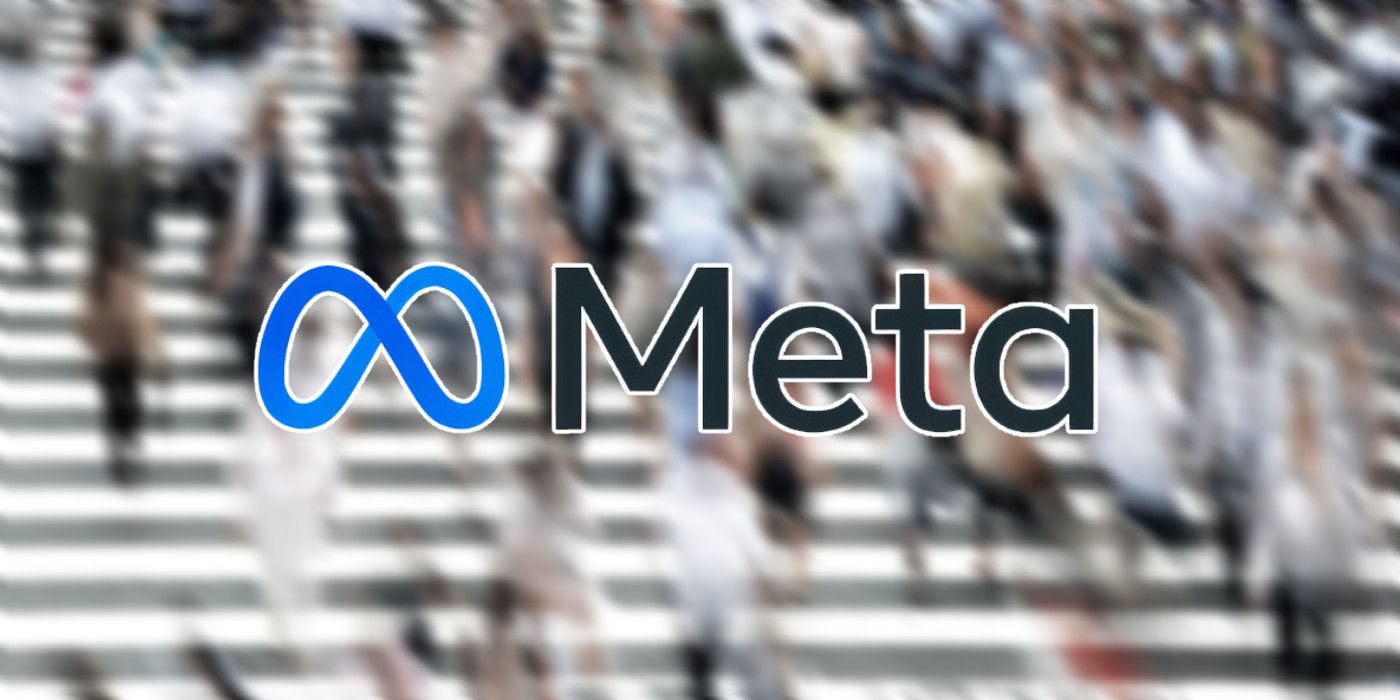 Meta logo superimposed on crowd