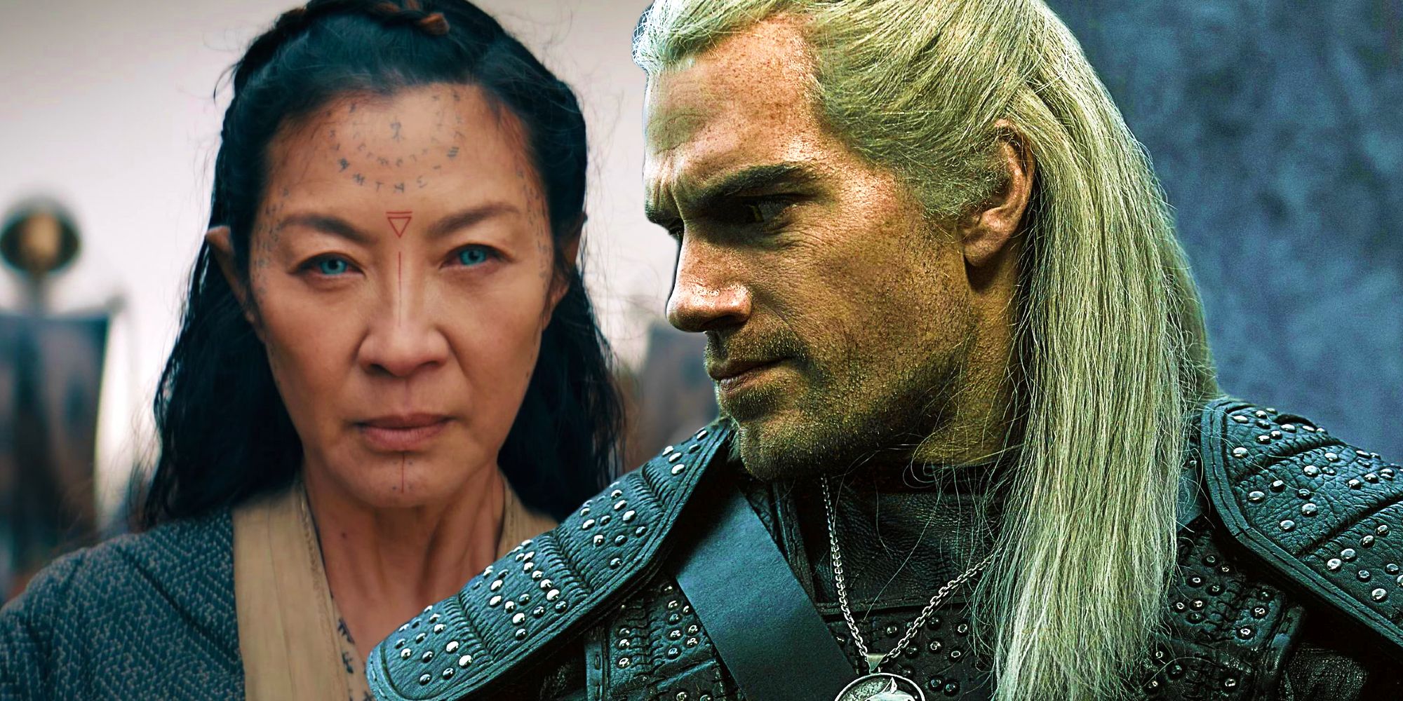 Michelle Yeoh as Scían and Henry Cavill as Geralt in The Witcher