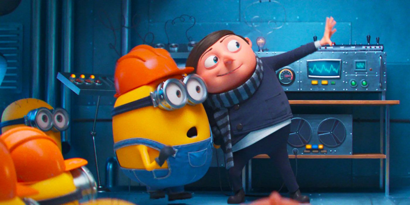 Young Gru explains his plans to the minions in Despicable Me: Rise of Gru