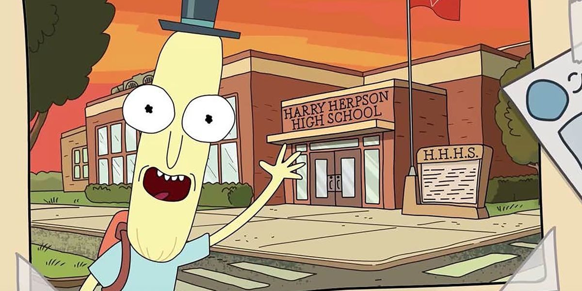 Mr Poopybutthole waving at the camera in Rick and Morty