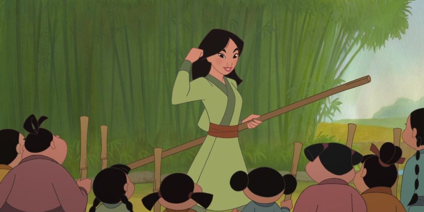 Mulan training a group of young girls how to fight in Mulan II. 