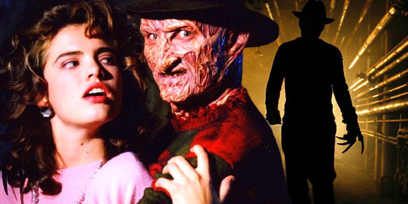 Heather Langenkamp as Nancy and Robert Englund as Freddy Krueger in A Nightmare on Elm Street