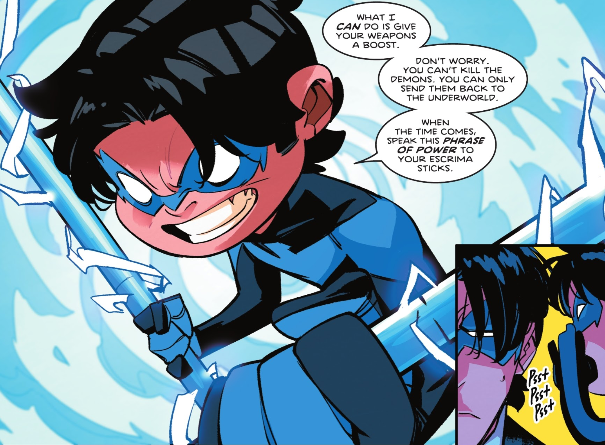Nite-Mite donne un coup de fouet à Nightwing Escrima Stick
