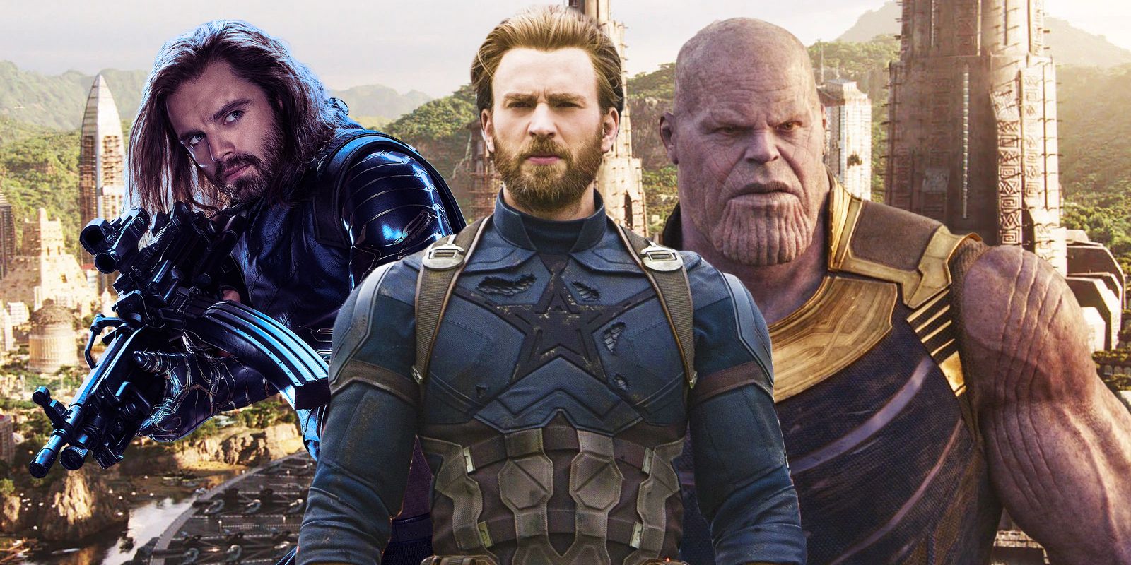Bucky, Steve, and Thanos in Wakanda
