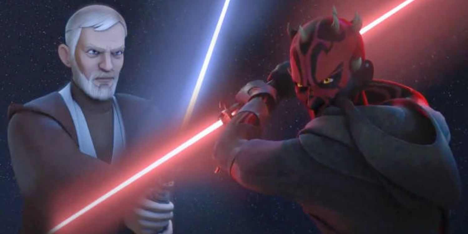 Obi-Wan Kenobi and Maul confront each other in Rebels