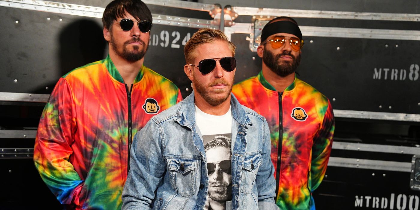 Orange Cassidy hangs out backstage with The Best Friends on an episode of AEW Rampage.