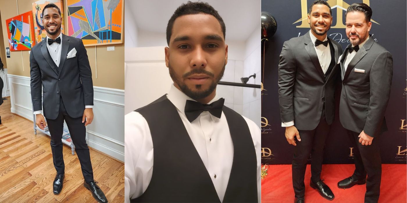Pedro Jimeno from The Family Chantel three side by side images dressed up