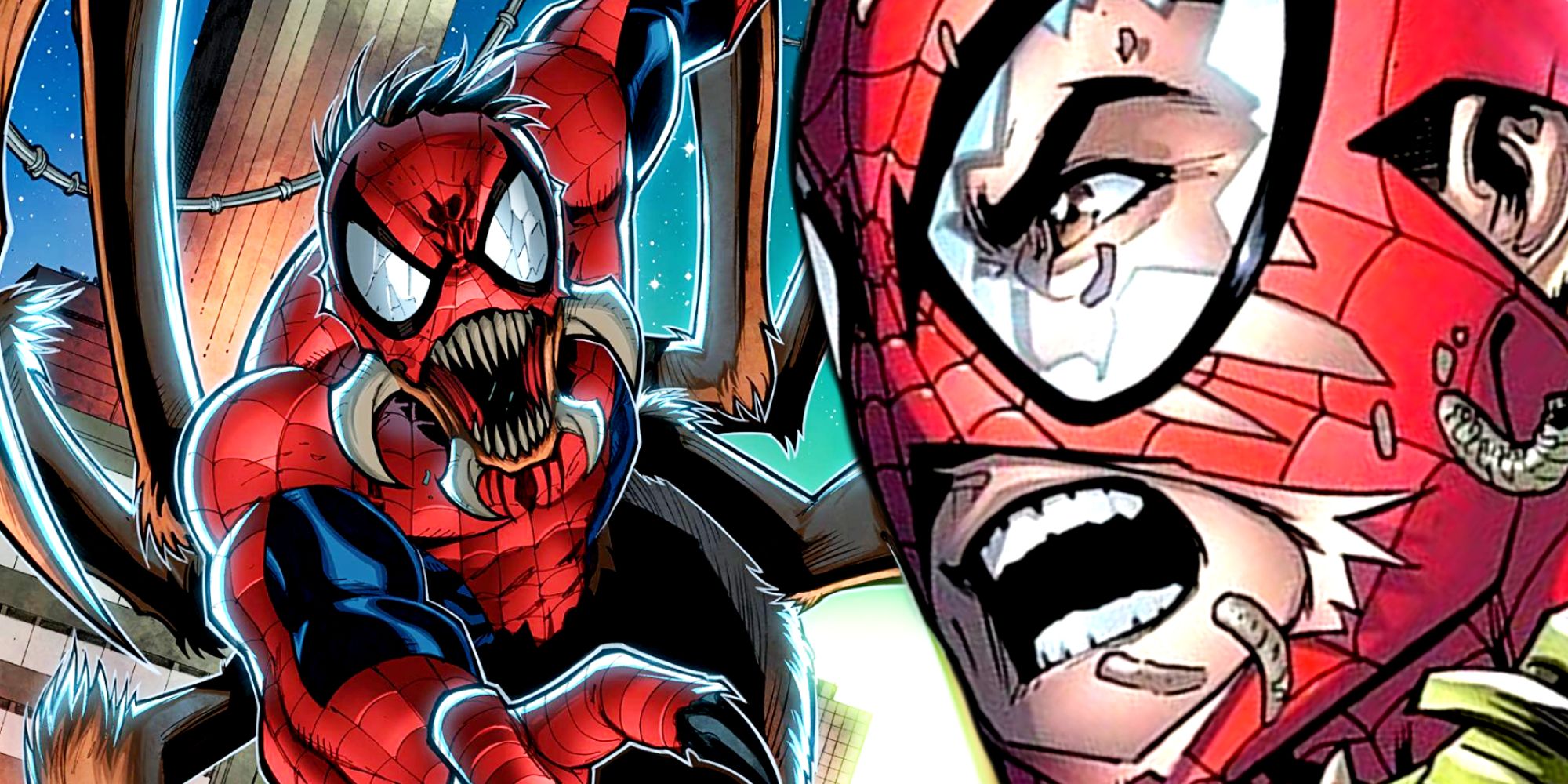 Peter Parker Spider-Man and the Man-Spider Monster in Marvel Comics