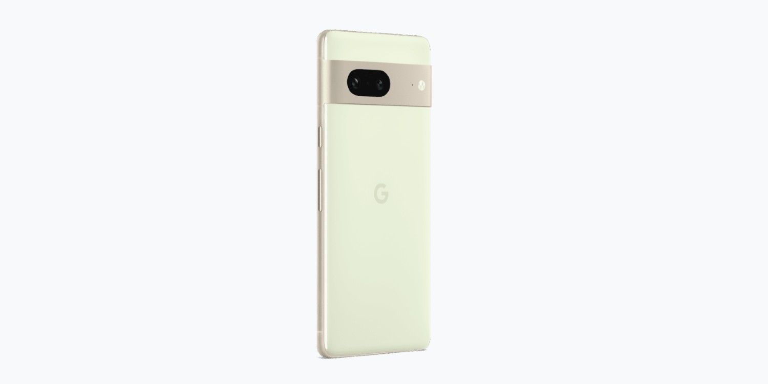 Pixel 7 in lemongrass on a white background