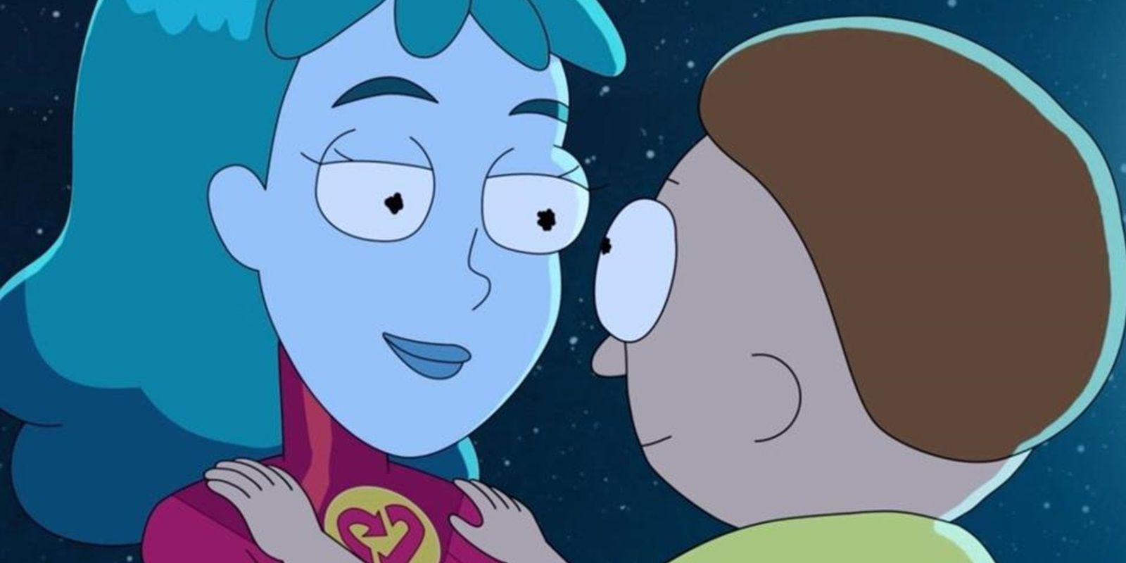 Planetina gazing at Morty in Rick and Morty