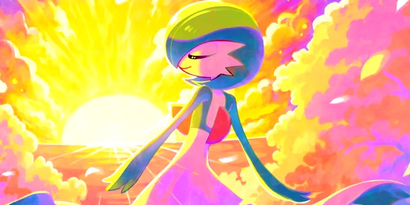 Pokémon TCG artwork of Gardevoir at sunset