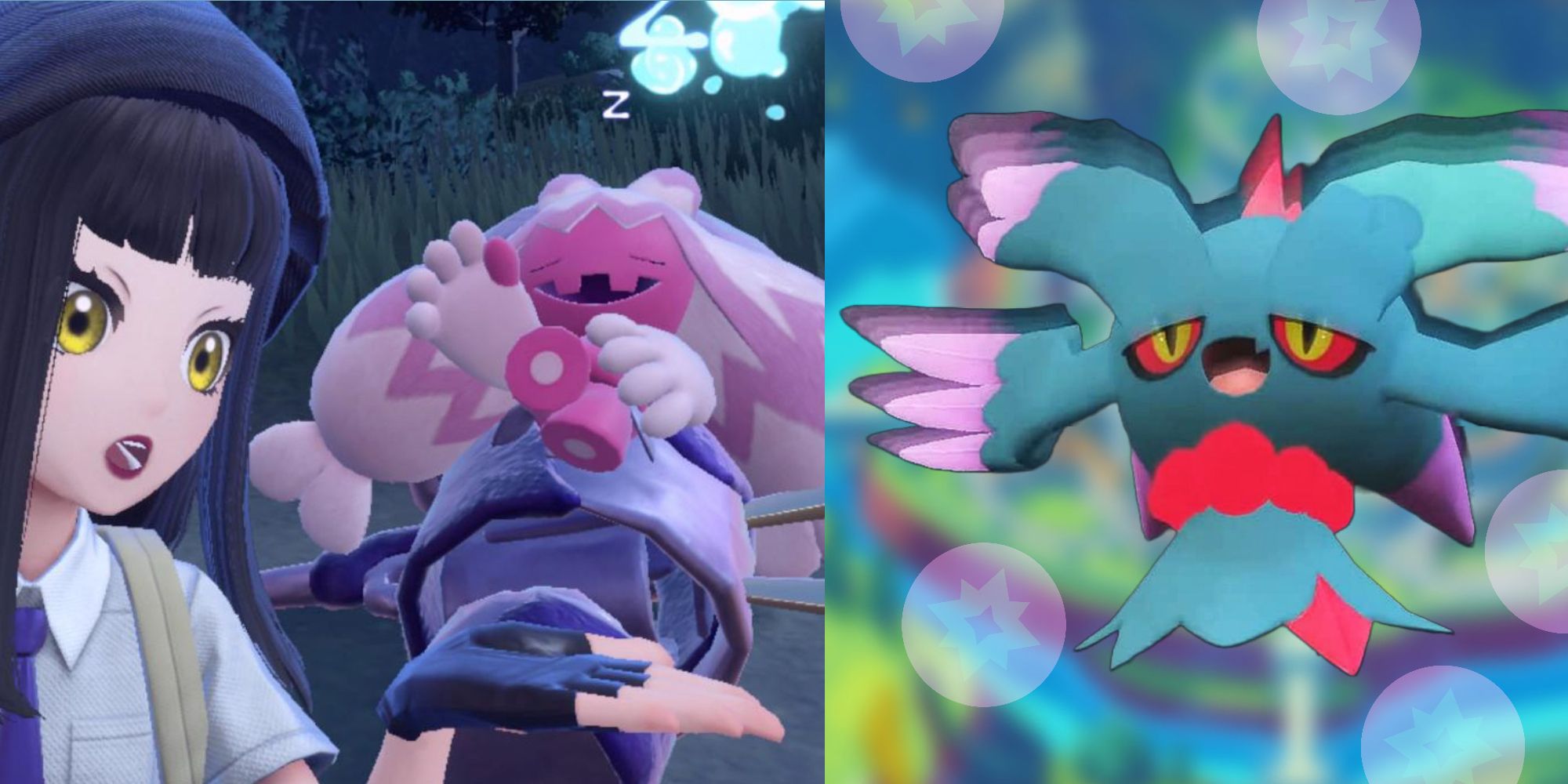 Pokémon Violet and Scarlet's new Fairy-Types Flutter Mane and Tinkaton.