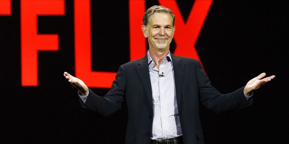 Reed Hastings, co-fundador da Netflix, dá uma palestra