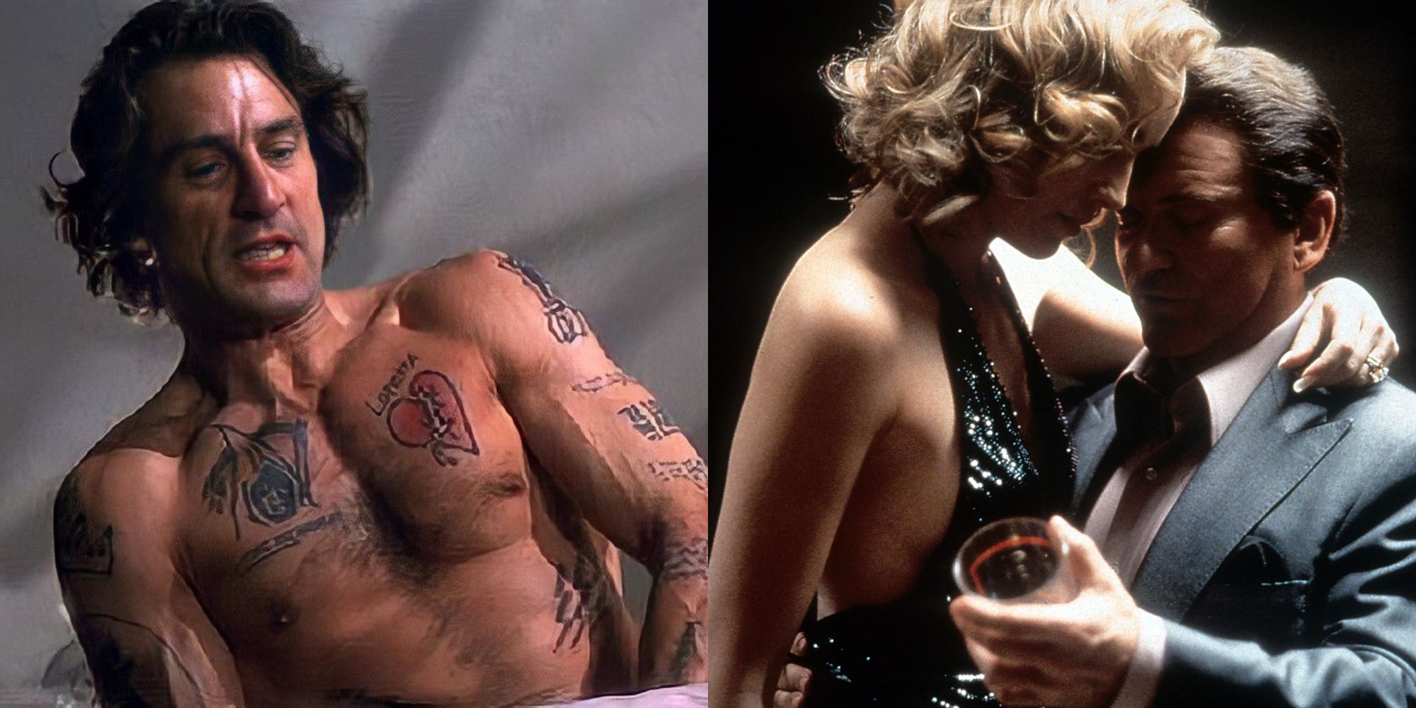 Split image showing Robert De Niro in Cape Fear and Sharon Stone & Joe Pesci in Casino