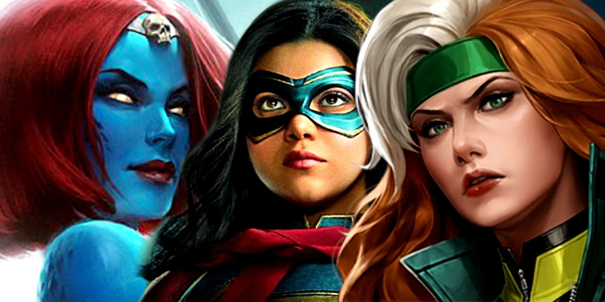 Rogue, Mystique, and Kamala Khan in the MCU's The Marvels