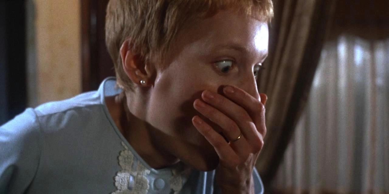 Rosemary looking at the cradle in Rosemary's Baby
