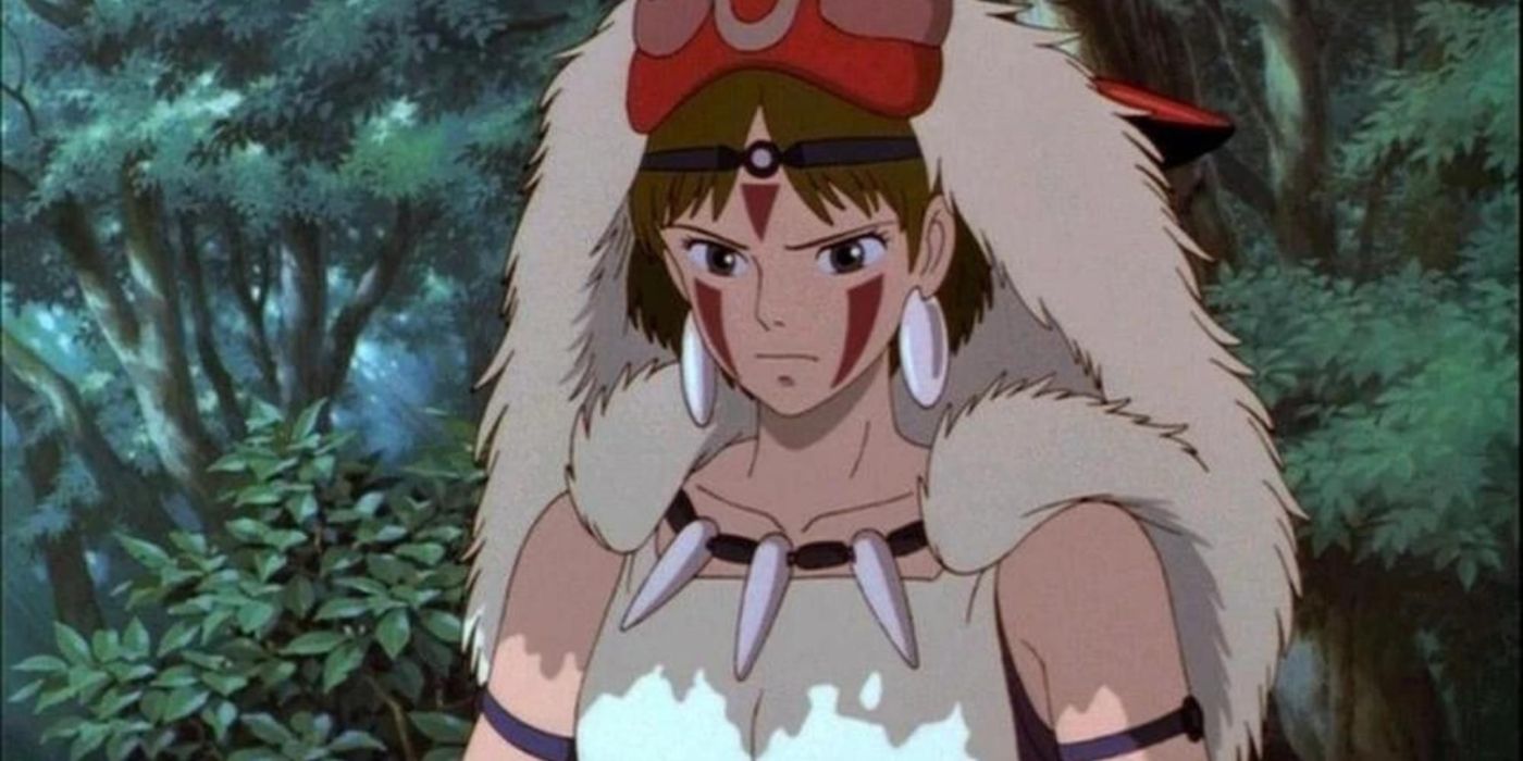 San olha tristemente para baixo em Princess Mononoke