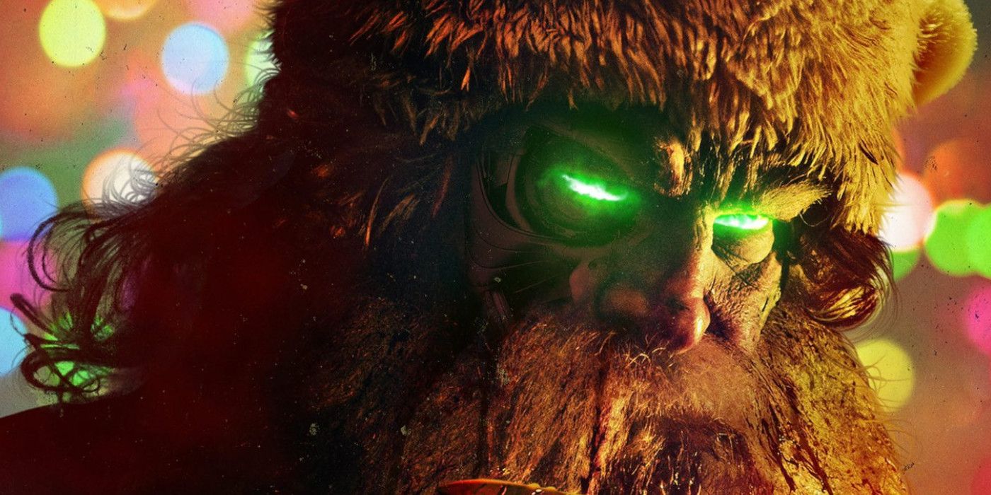 The robotic Santa from Chirstmas Bloody Christmas with glowing green eyes