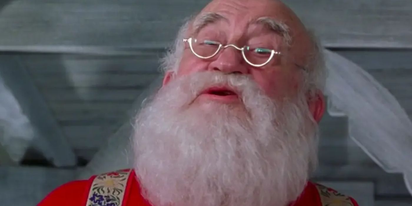 Santa melihat ke bawah di film Elf. 