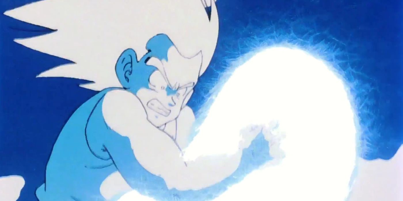 Goku using his Bending Kamehameha against Raditz Dragon Ball Z.