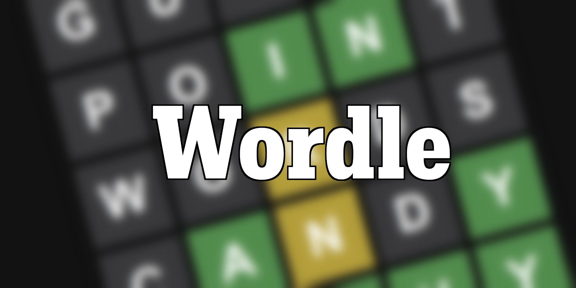 Tangkapan layar game Wordle buram dengan fokus pada judul game.