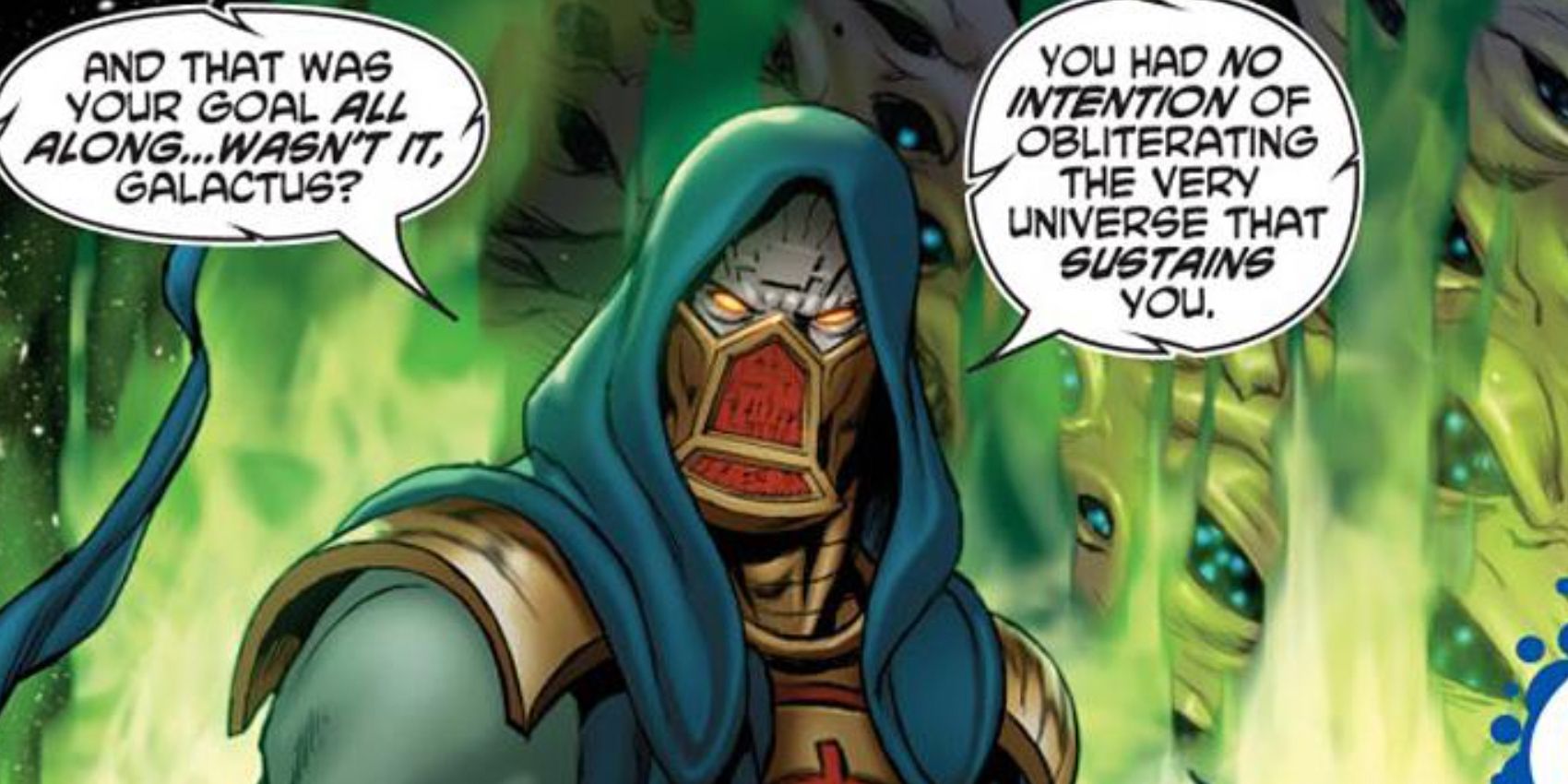 Scrier conversando com Galactus na Marvel Comics