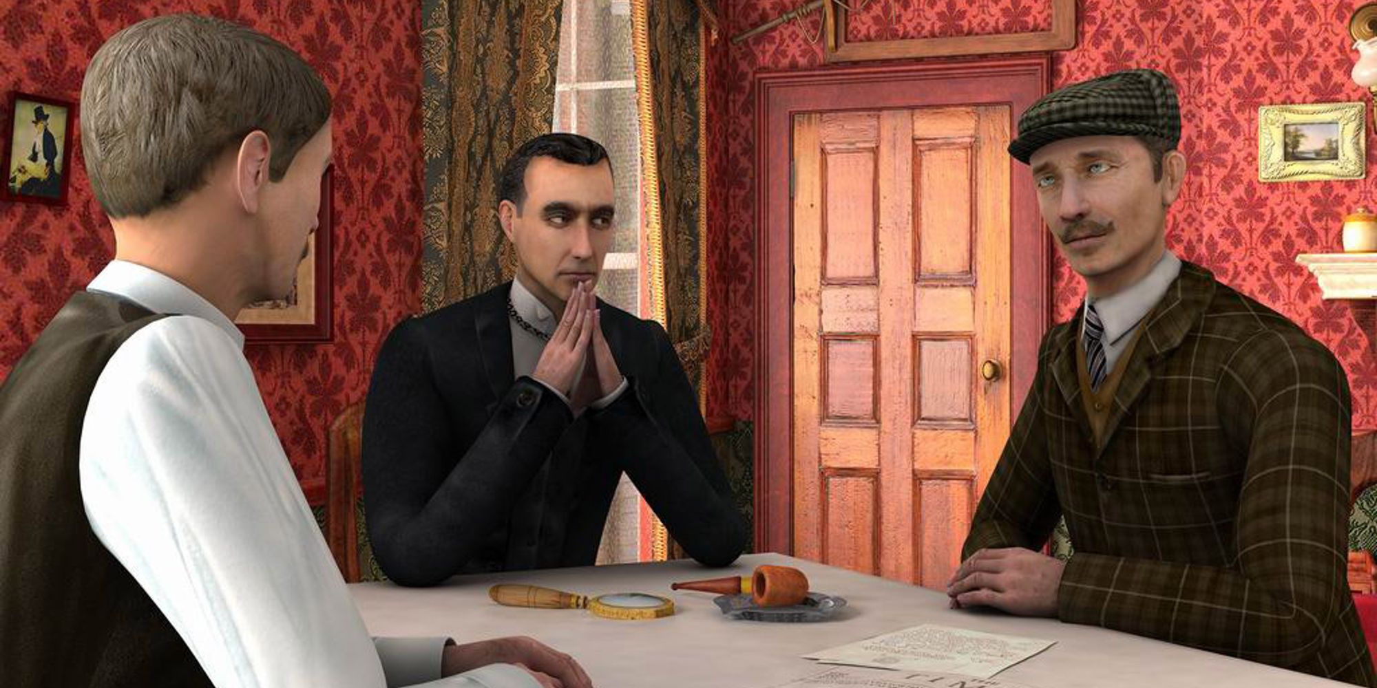 Sherlock and Watson interviewing a man in Sherlock Holmes The Silver Earring