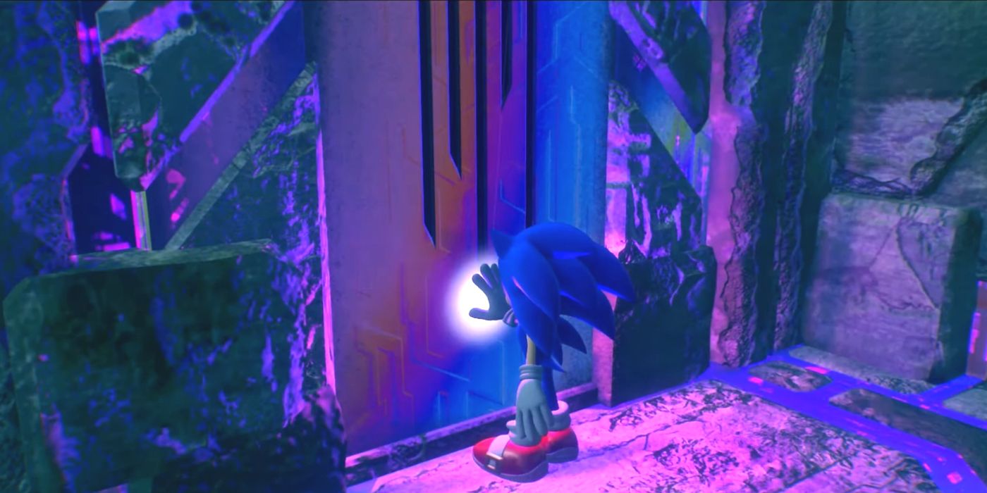 Sonic Entering a Fishing Spot to Spend Purple Coins in Sonic Frontiers