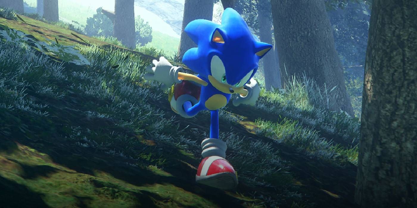 Sonic Frontiers Sonic Running Through Forest Looking for Kocos in Open Zone