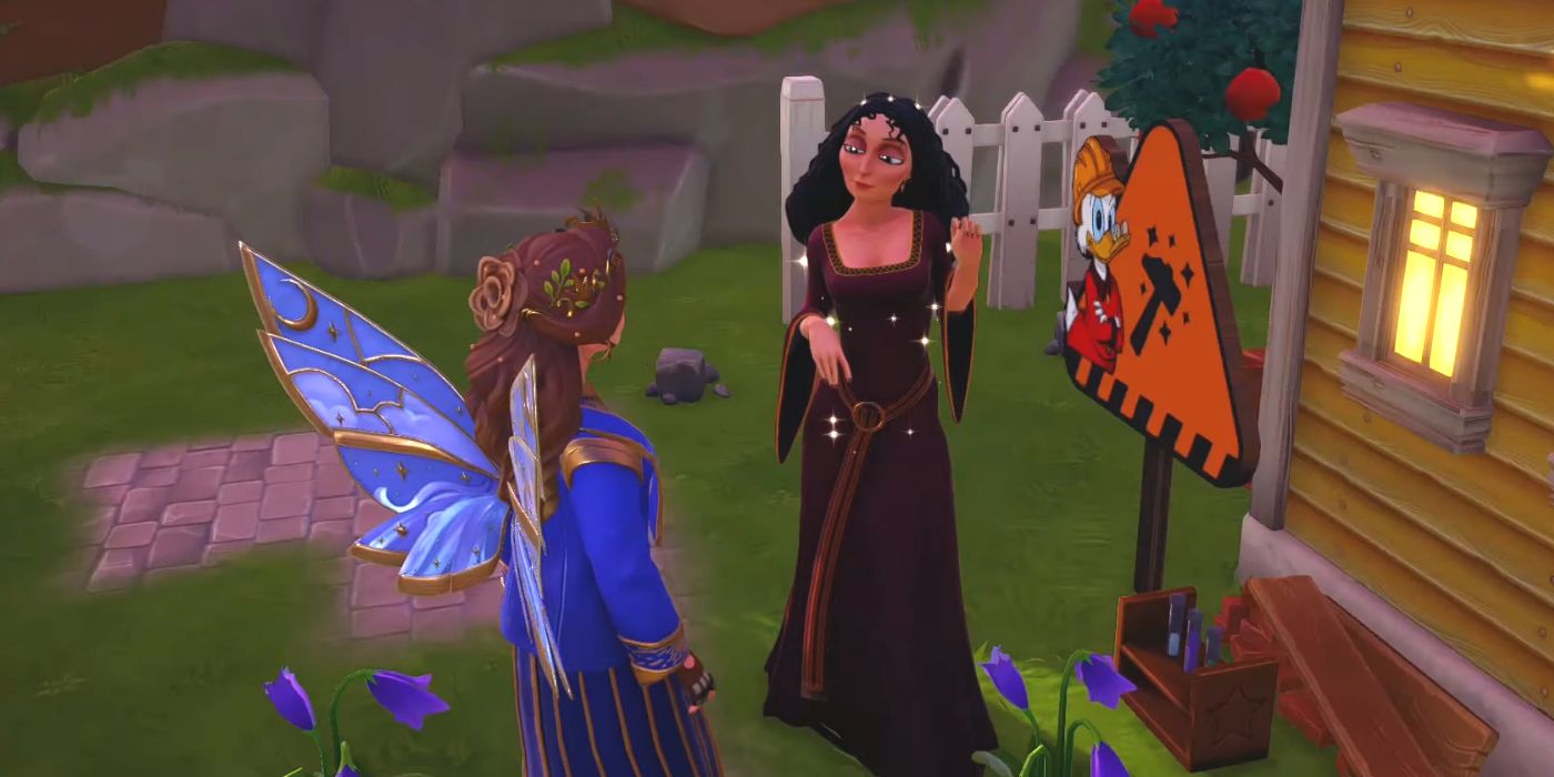Speaking with Mother Gothel during My Kingdom For A Scroll in Disney Dreamlight Valley