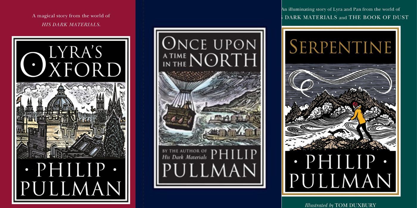 Imagens divididas de capas de livros dos spin-offs-1 de His Dark Materials