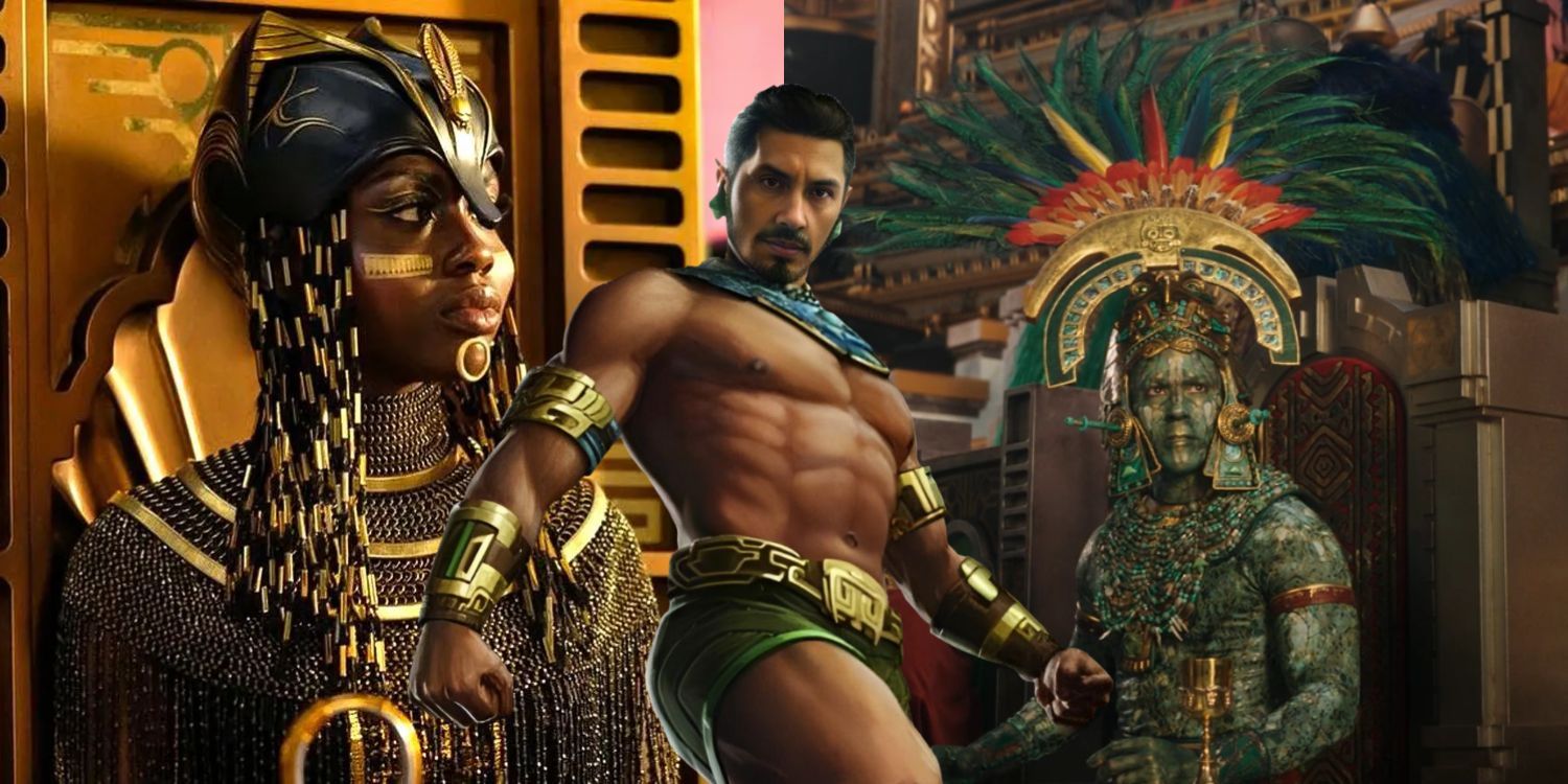 Split Image of Bast & Quetzalcoatl in Thor: Love and Thunder and Namor in Black Panther: Wakanda Forever