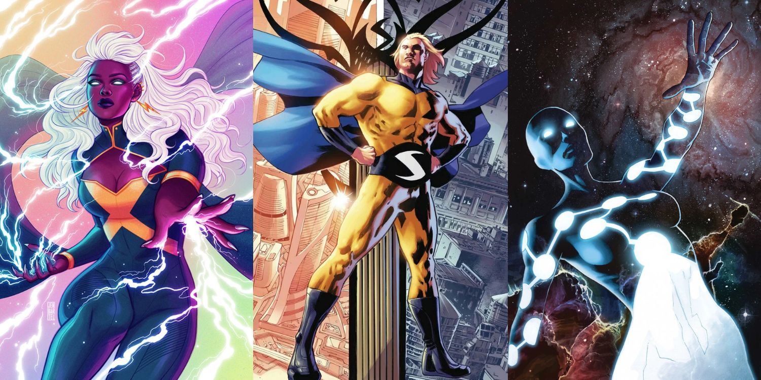 Split Image of Storm, Sentry, and Captain Universe from Marvel Comics